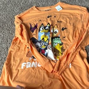 Vibrant Orange Graphic Long Sleeve Tee